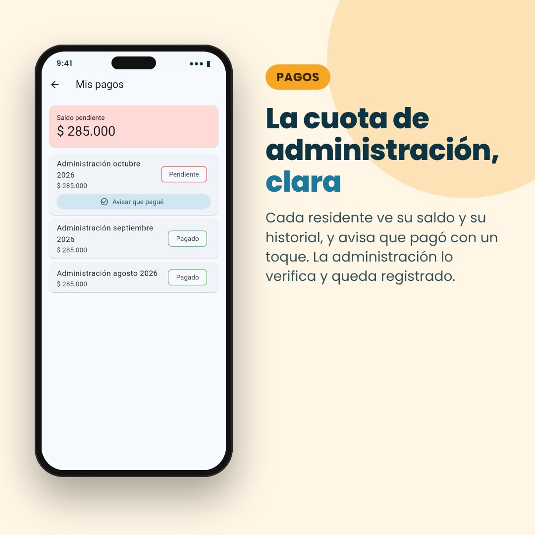 Pagos de administración claros para cada residente